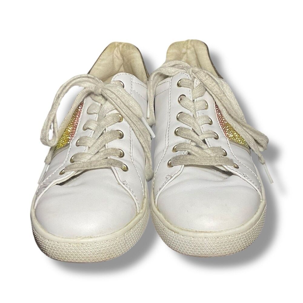 Nine West Faux Leather Rainbow Stones Lace Up Sneaker Women’s Size 7.5, WNJAM3-R